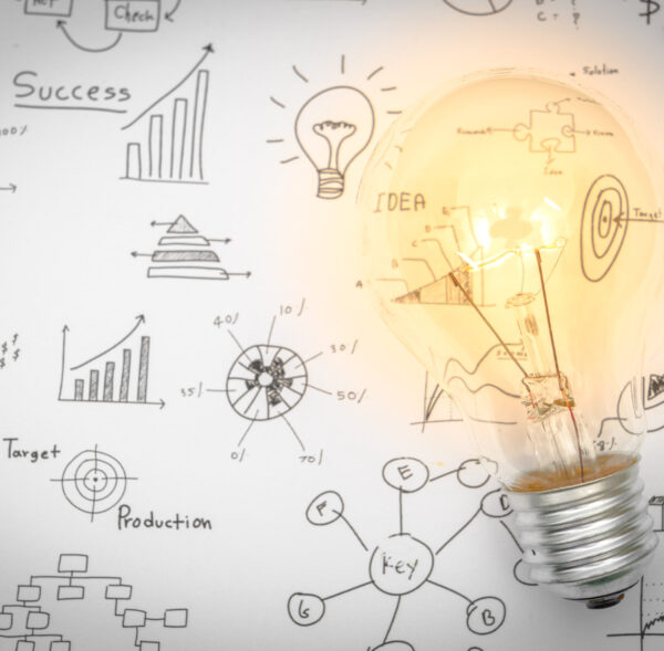 Light bulb with drawing graph